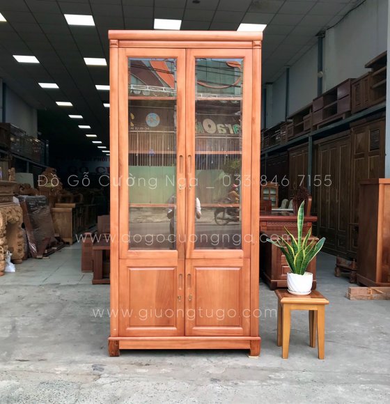 Tủ hồ sơ gỗ xoan đào 1m cao cấp - 2 cánh 