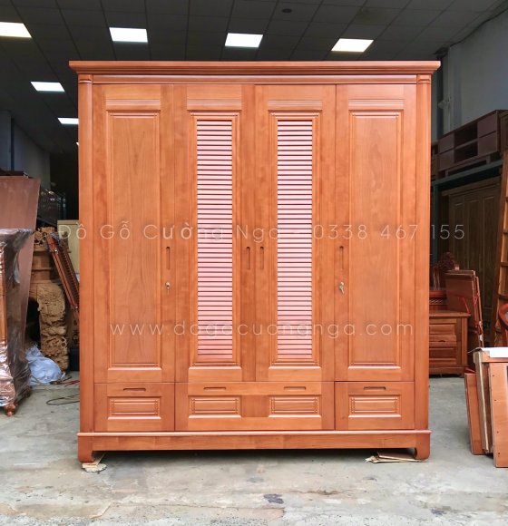 Tủ áo gỗ xoan đào 4 cánh cao cấp 