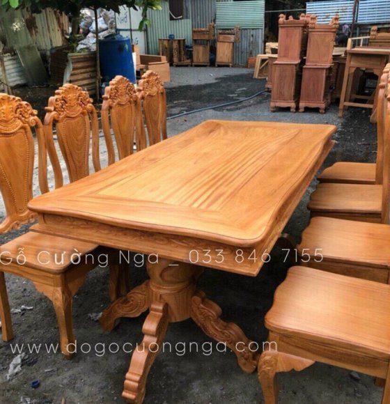 Bàn ăn gỗ gõ đỏ 8 ghế cao cấp 