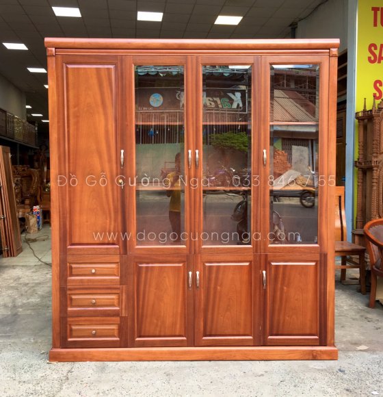 Tủ hồ sơ - tủ sách gỗ xoan đào cap cấp - hiện đại 1m8