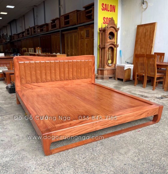 Giường gỗ hương đá kiểu nhật chân quỳ cao cấp 