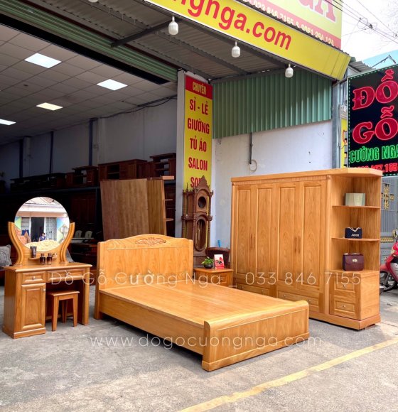 Bộ combo phòng cưới gỗ gõ đỏ cao cấp - hiện đại đẹp 