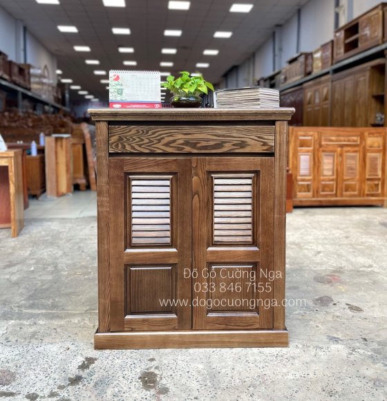 Tủ giày dép gỗ sồi nga 2 cánh - lau màu óc chó hiện đại 