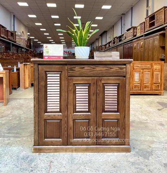 Tủ giày dép gỗ sồi nga 3 cánh 1m07 lau màu óc chó hiện đại 