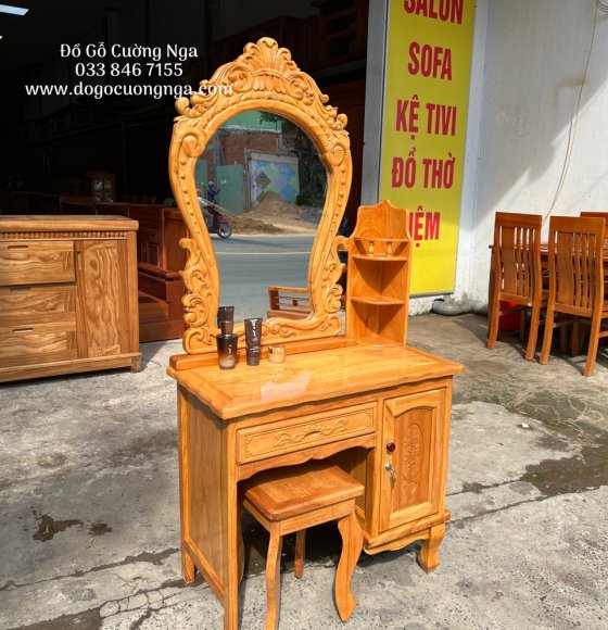 Bàn trang điểm gỗ gõ đỏ cao cấp 80cm 