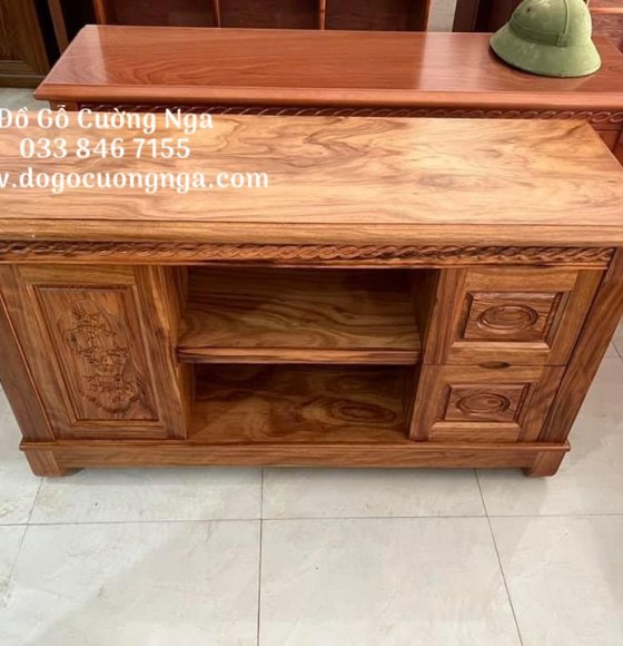 Kệ Tivi Gỗ Hương Xám Mẫu Nhật Quẩy 1m2 - 1m4  