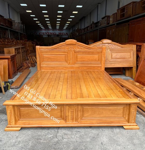 Giường gỗ gõ đỏ cao cấp vạt phản thưa 