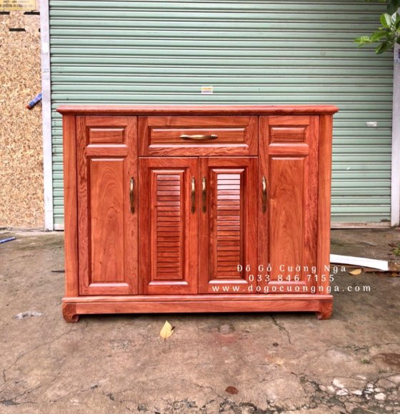 Tủ giày dép gỗ hương đá cao cấp 1m2 - lá sách 
