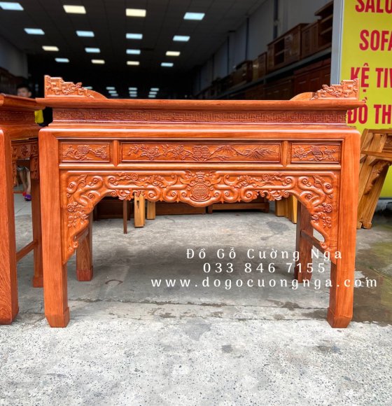 Bàn thờ gỗ Hương Đá 1m75 trạm như ý 