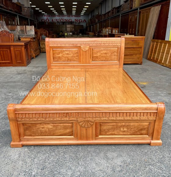 Giường gỗ đinh hương mẫu quạt - phản liền 