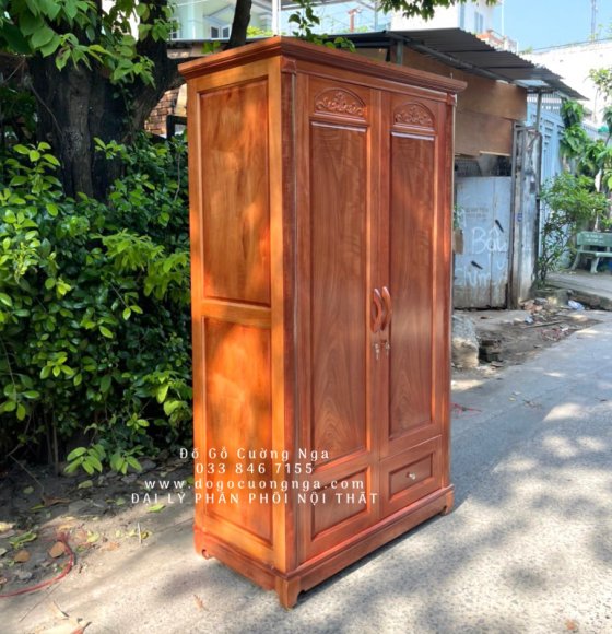 Tủ Áo Gỗ Xoan Đào 2 Cánh Đơn Giản