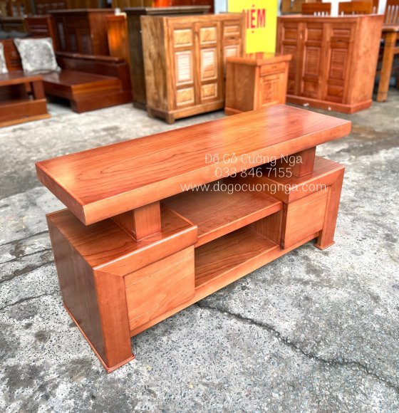 Kệ tivi gỗ xoan đào 1m2 - kiểu nhật trơn 