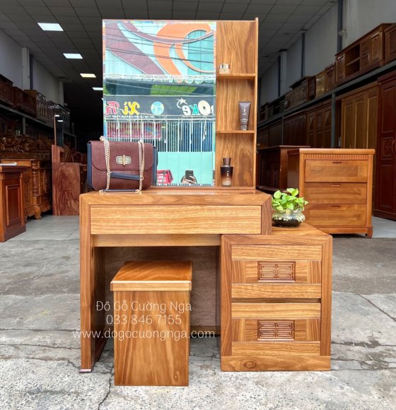 Bàn trang điểm gỗ hương xám 1m hiện đại 