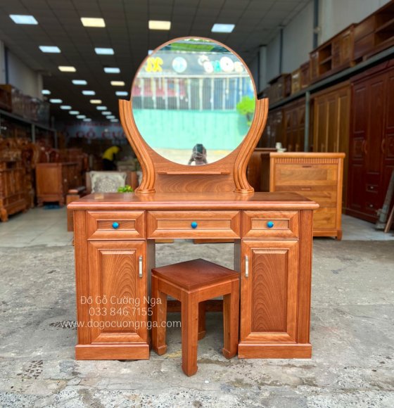 Bàn phấn trang điểm gỗ Xoan Đào 1m1 - gường tròn đẹp