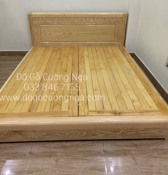 Giường Nhật Chân Thấp Gỗ Sồi Nga Vạt Phản Màu Tự Nhiên