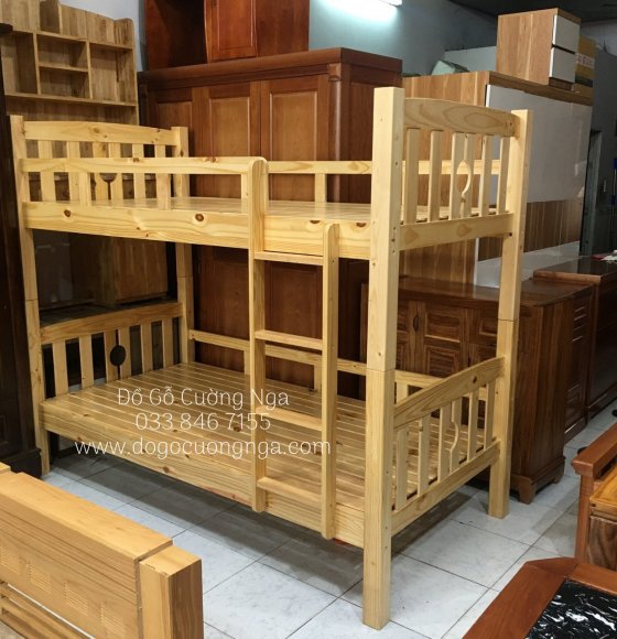 Giường tầng gỗ thông kiểu nhật - trên 1m dưới 1m 