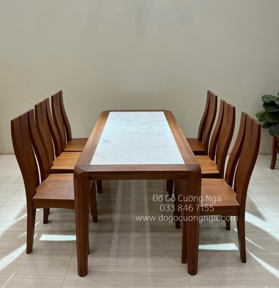 Bộ bàn ghế ăn gỗ xoan đào 6 ghế hiện đại BA 80-11