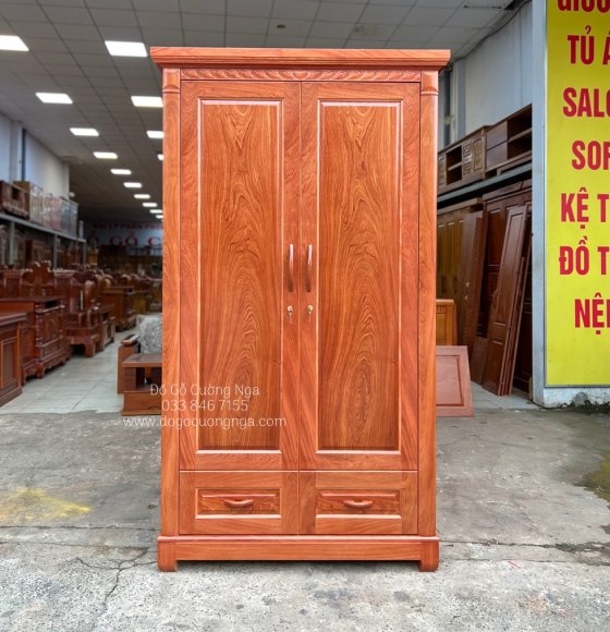 Tủ quần áo gỗ Hương Đá 2 cánh 1m2 hiện đại 