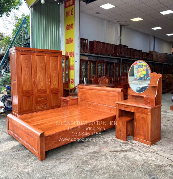 Bộ combo phòng ngủ gỗ Hương Đá sang trọng 