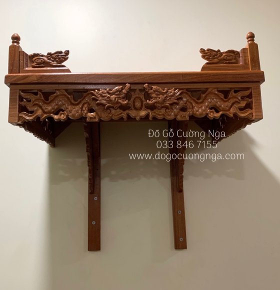 Bàn thờ treo gỗ gõ đỏ chạm rồng mây 