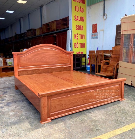 Giường ngủ gỗ Hương Đá cao cấp vạt phản tân cổ điển