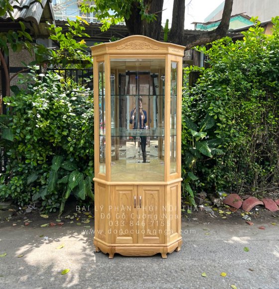 Tủ rượu trang trí gỗ sồi nga góc 60cm đẹp hiện đại