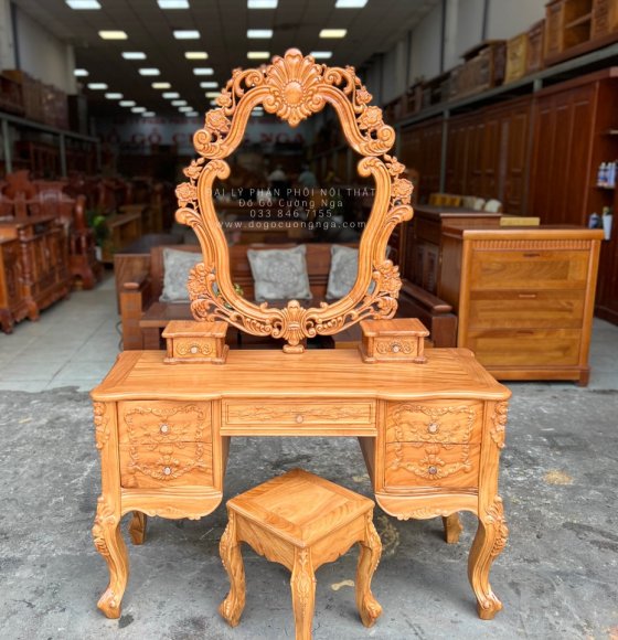 Bàn trang điểm gỗ Gõ Đỏ cao cấp 1m2 bền đẹp 