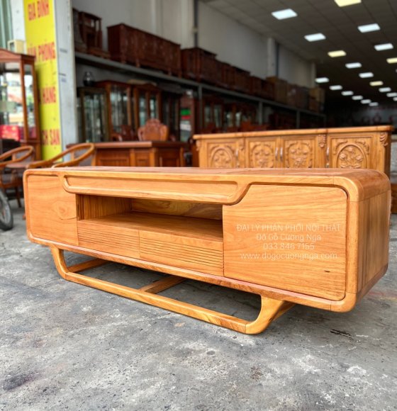 Kệ tivi gỗ Gõ Đỏ 100% mẫu chân thuyền hiện đại 