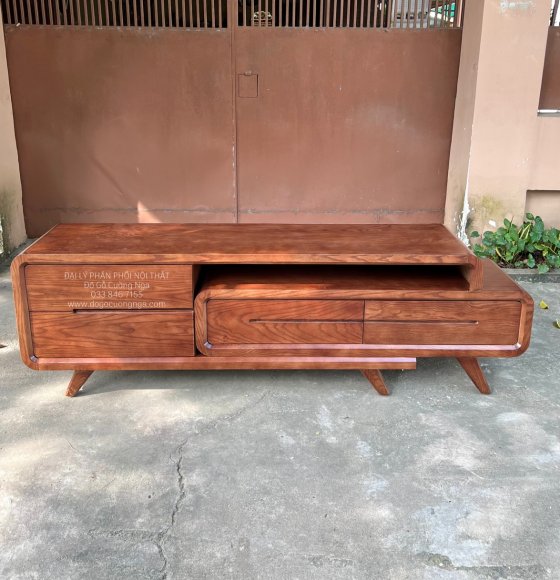 Kệ tivi rút gỗ sồi màu óc chó cao cấp 1m8 kéo ra 2m7 