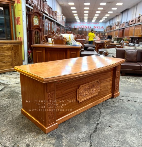 Bàn Làm Việc Giám Đốc Gỗ Gõ Đỏ Cao Cấp 1m8 - Mẫu Hoa Dây 