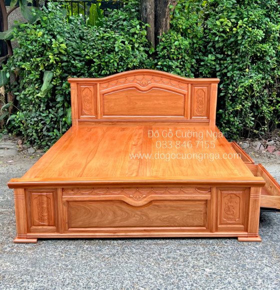 Giường Ngủ Gỗ Đinh Hương 4 Ngăn Kéo Vạt Phản Liền Cao Cấp 