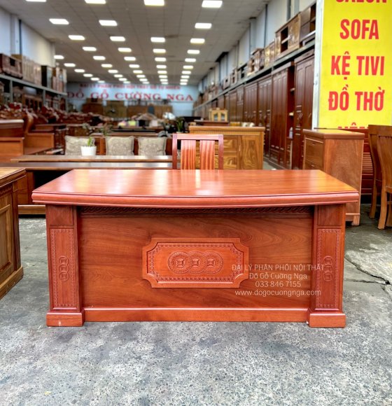 Bàn Ghế Giám Đốc Gỗ Xoan Đào 1m6 - Mẫu Đồng Tiền