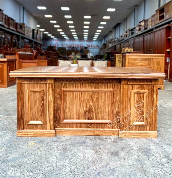 Bàn Làm Việc Giám Đốc Gỗ Hương Xám 1m6 - Mẫu Bắt Chỉ 