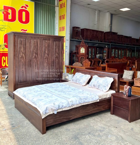 Bộ Combo Phòng Ngủ Gỗ Óc Chó Cao Cấp 