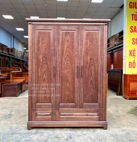 Tủ Quần Áo Gỗ Óc Chó Cao Cấp 3 Cánh Cao Cấp