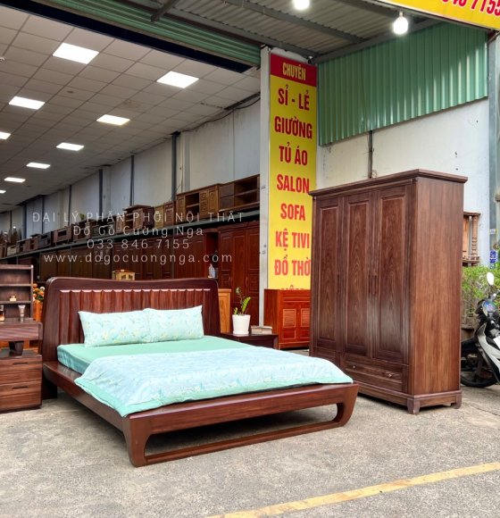 Bộ Phòng Ngủ Gỗ Óc Chó Kiểu Nhật 