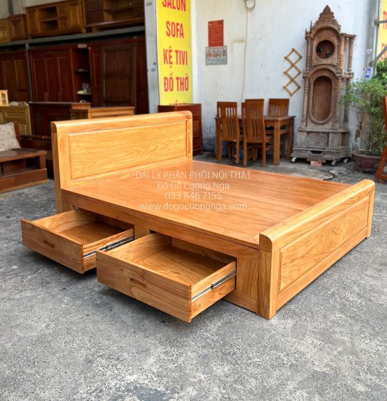 Giường Gỗ Gõ Đỏ có ngăn kéo - mẫu đơn giản