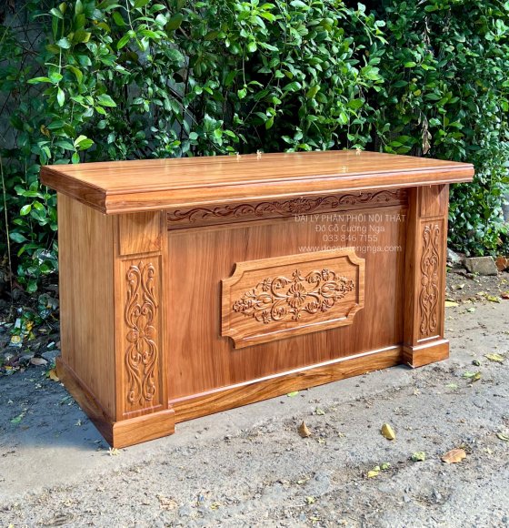 Bàn Làm Việc Gỗ Hương Xám 1m4 Đồng Tiền Bền Đẹp