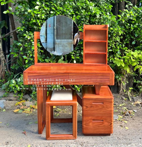 Bàn Phấn Trang Điểm Gỗ Cẩm Vân 1m Kiểu Hàn Quốc 