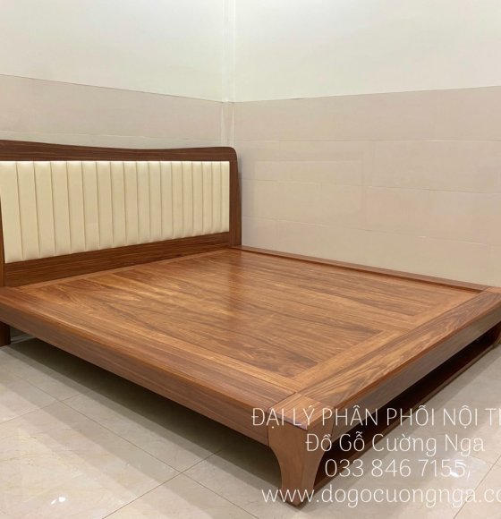 Giường Ngủ Kiểu Nhật Chân Quỳ Gỗ Cẩm Bọc Nệm 
