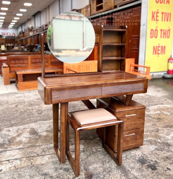  Bàn Trang Điểm Gỗ Hương Xám 1m Hiện Đại - Màu Óc Chó 