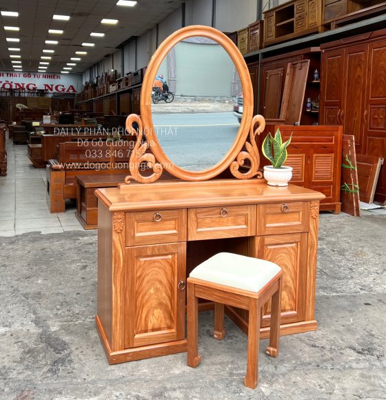 Bàn Phấn Trang Điểm Gỗ Hương 1m1 Hiện Đại