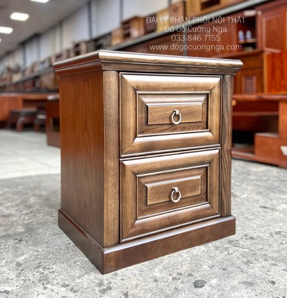 Tủ Táp Đầu Giường Gỗ Sồi Nga Lau Màu Óc Chó 