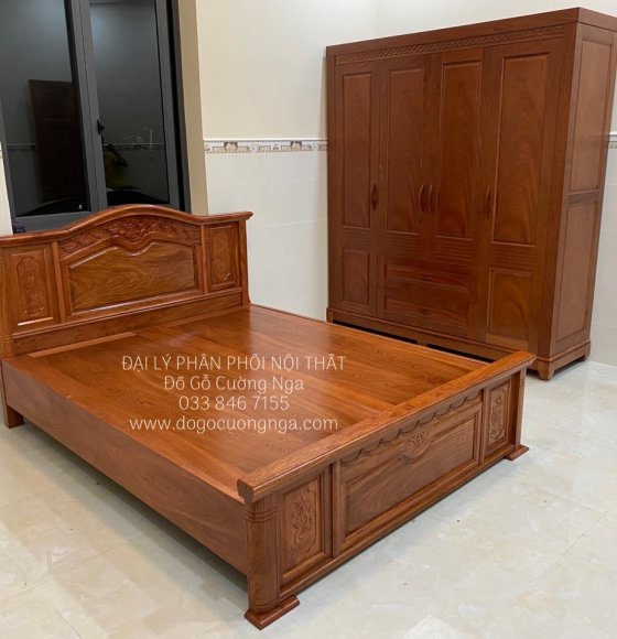 Bộ Combo Phòng Ngủ Giường Tủ Gỗ Hương Đá Giao Khách Củ Chi