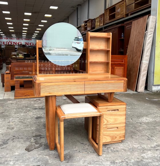 Bàn Trang Điểm Gỗ Hương Xám Hiện Đại 1m Màu Tự Nhiên 