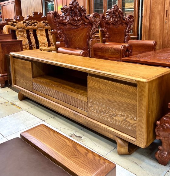 Kệ Tivi Gỗ Sồi Nga Chân Xoắn Lau Màu Sơn Inchem Cao Cấp 