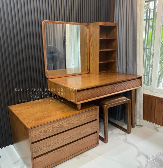 Bàn Trang Điểm Gỗ Sồi Nga Lau Màu Hiện Đại 