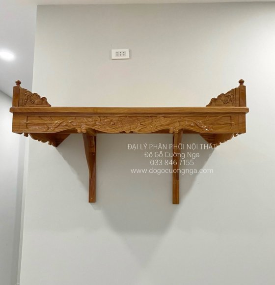 Bàn thờ treo tường gỗ gõ đỏ chạm sen 