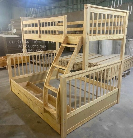 Giường Tầng Gỗ Thông - 28 Màu Tự Nhiên 