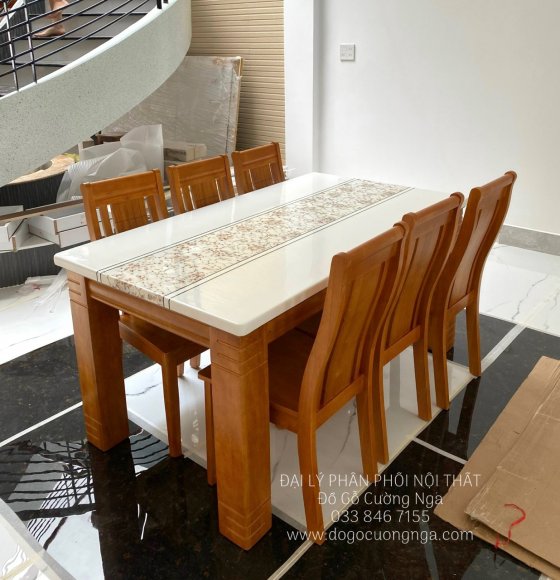 Bàn Ăn Mặt Đá 6 Ghế Nhập Khẩu Cao Cấp
